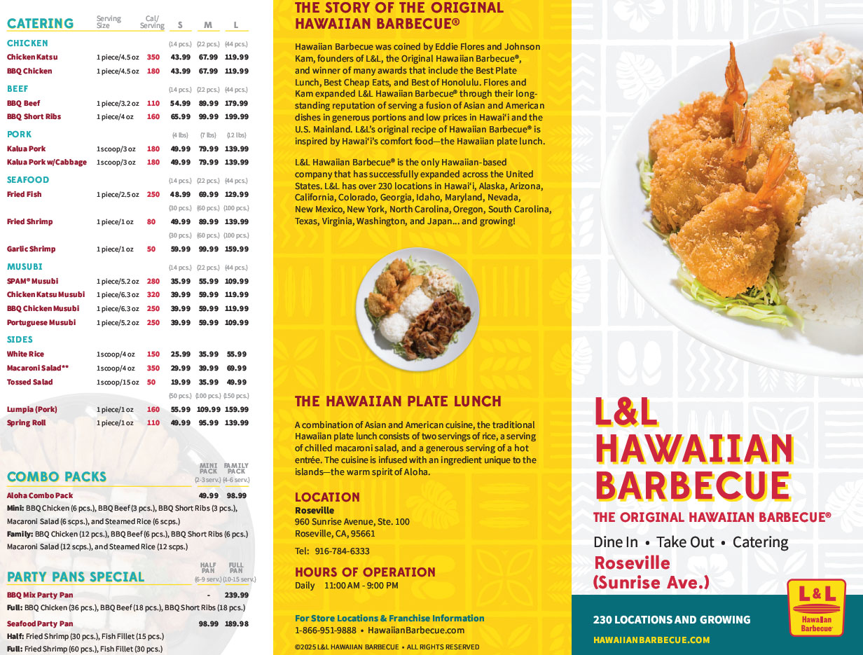 L&L Hawaiian BBQ menu specials - Hawaii's comfort food